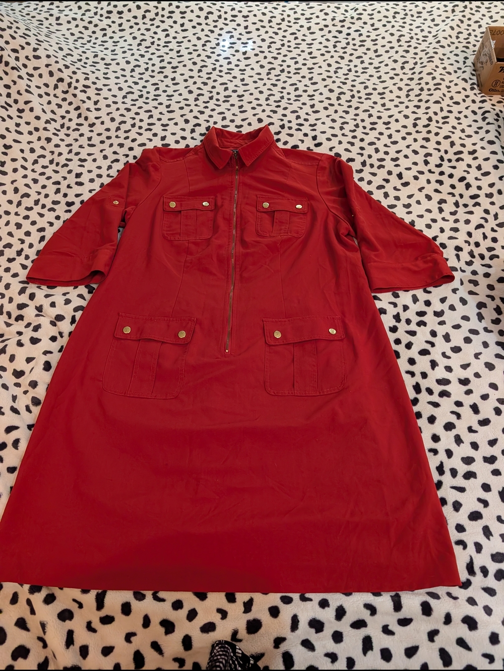 Sharagano Red Zip-Front Dress 16W